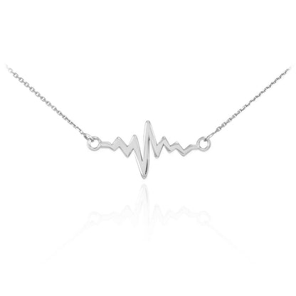 14K Gold Heartbeat Pulse EKG Necklace (yellow, white, rose gold) Karma Blingz