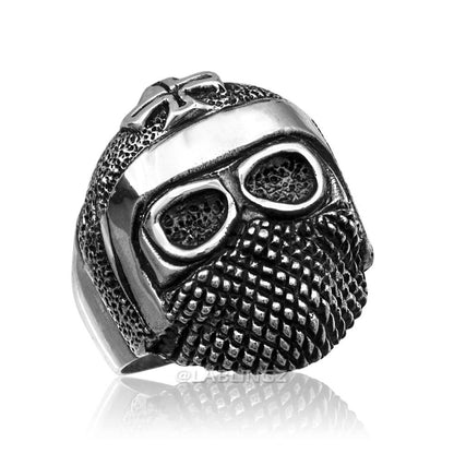 Sterling Silver Mens Maltese Cross Bandana Biker Ring Karma Blingz