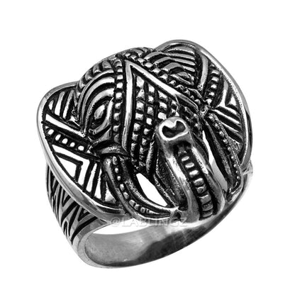 Sterling Silver Ganesha Hindu Elephant Head Mens Ring Karma Blingz
