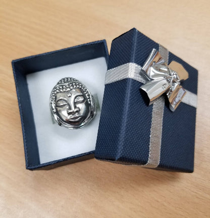 Sterling Silver Buddha Head Mens Tibetan Yoga Ring Karma Blingz