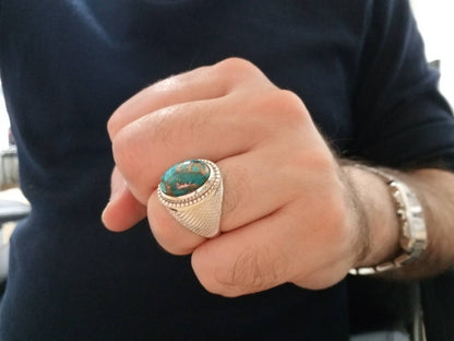 Sterling Silver Blue Copper Turquoise Statement Ring Karma Blingz