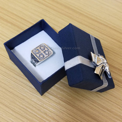 Sterling Silver Jerusalem 'Crusaders' Cross Mens Ring Karma Blingz