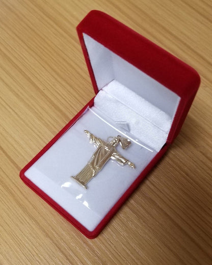 Gold Jesus Christ The Redeemer Brazil Rio Statue Pendant (14k, 10k, yellow, white, rose gold) Karma Blingz