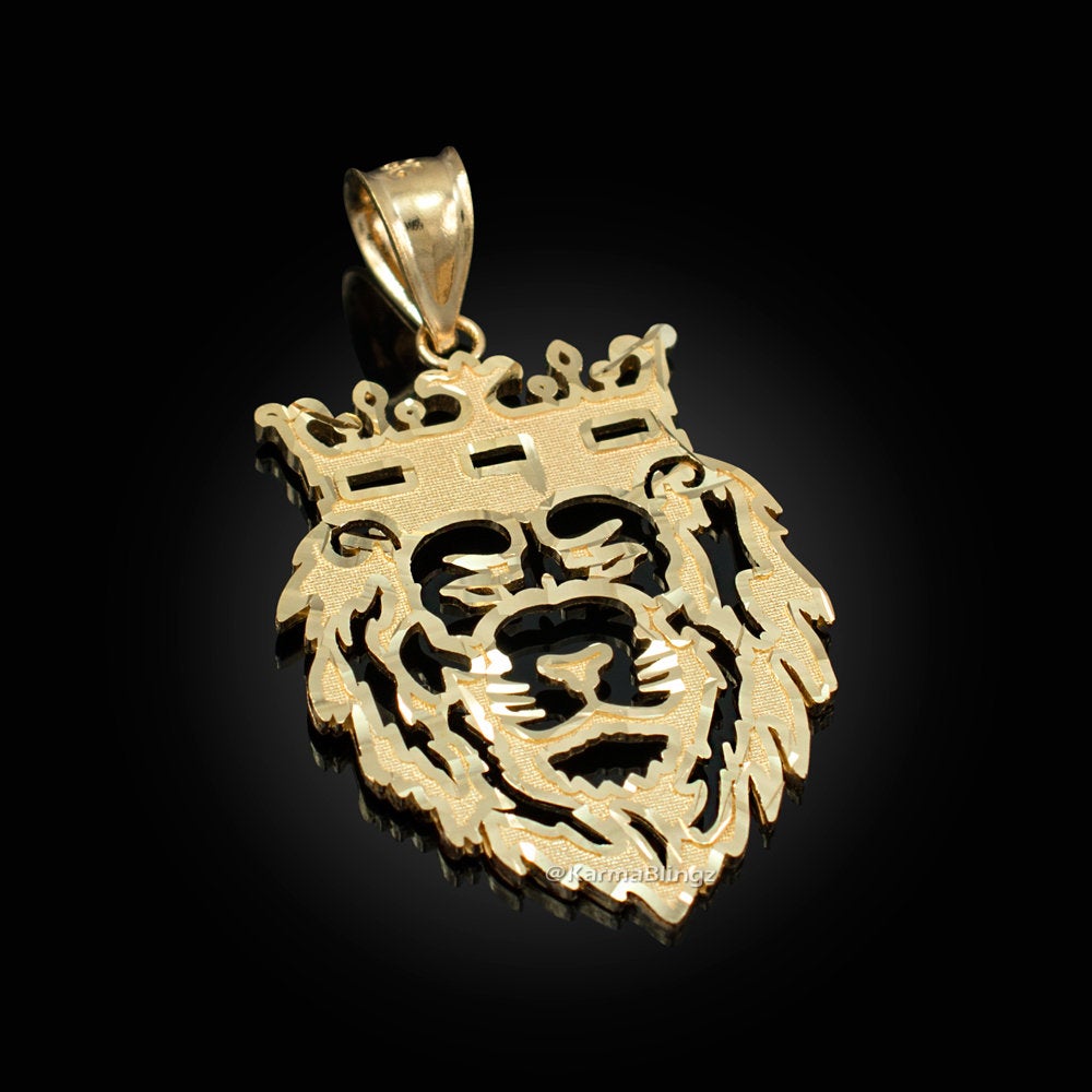 Gold Lion King DC Pendant (small, large, 10k, 14k, yellow, white, rose gold) Karma Blingz
