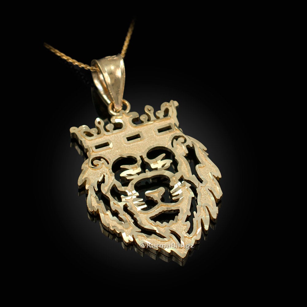 Yellow Gold Lion King DC Charm Necklace (10k, 14k) Karma Blingz
