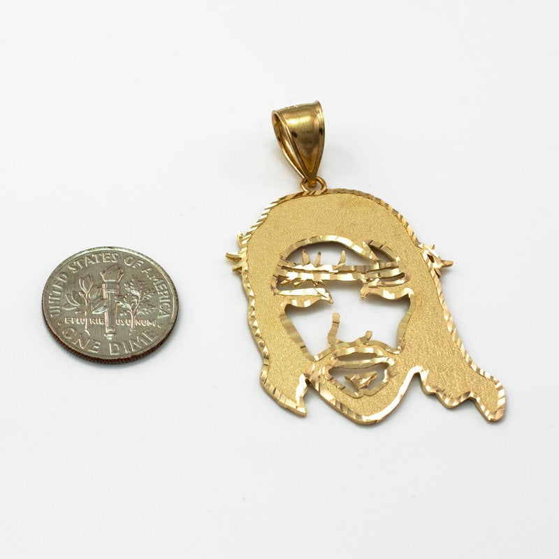 Gold Jesus Face DC Pendant (small, medium, large, 10k, 14k, yellow, white, rose gold) Karma Blingz