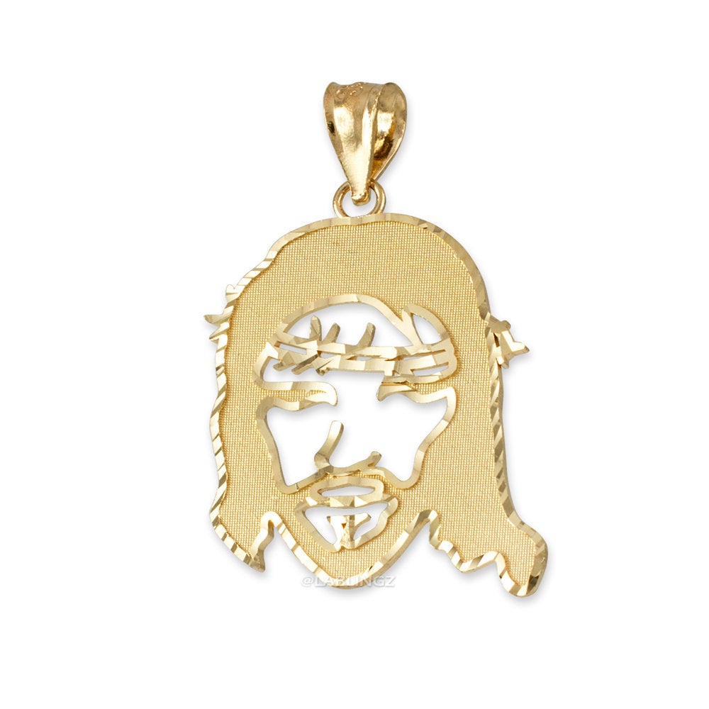 Yellow Gold Jesus Face DC Charm Necklace (10k, 14k,) Karma Blingz