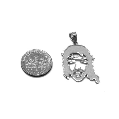White Gold Jesus Face DC Charm Necklace (10k, 14k,) Karma Blingz