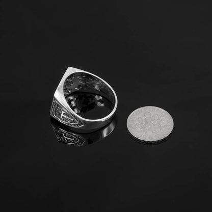 Sterling Silver Jerusalem 'Crusaders' Cross Mens Ring Karma Blingz