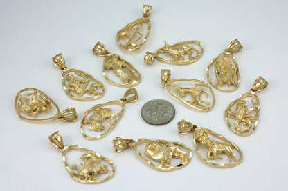 Gold Taurus Zodiac Sign DC Pendant Necklace (yellow, white, rose gold, 10K, 14K) Karma Blingz