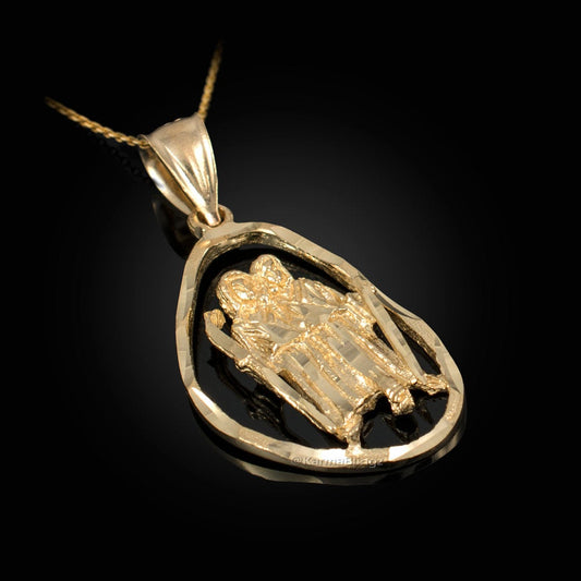 Gold Gemini Zodiac Sign DC Pendant Necklace (yellow, white, rose gold, 10K, 14K) Karma Blingz