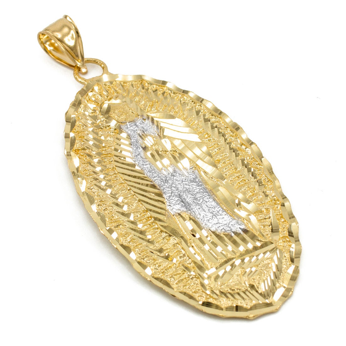 Solid Gold Our Lady of Guadalupe Mens Large DC Pendant (10k, 14k, yellow, white, rose gold) Karma Blingz