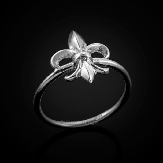 Sterling Silver Fleur-de-Lis Ladies Ring Karma Blingz