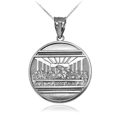 Gold Last Supper Medallion Pendant Necklace (10K, 14K, yellow, white, rose gold) Karma Blingz