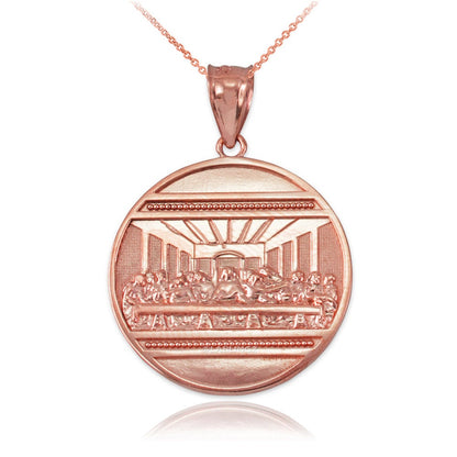 Gold Last Supper Medallion Pendant Necklace (10K, 14K, yellow, white, rose gold) Karma Blingz