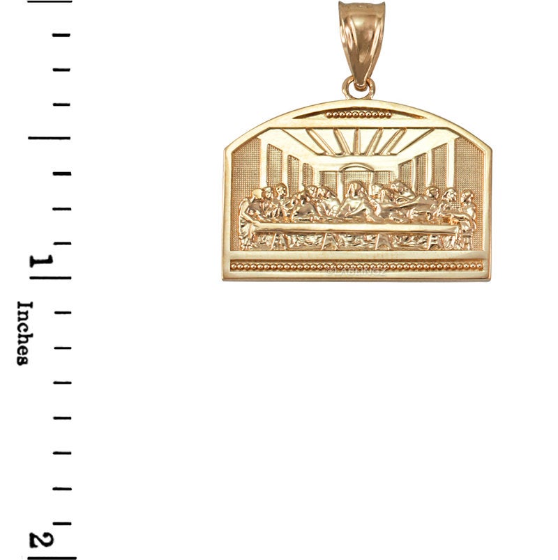 Gold Last Supper Pendant Necklace (10K, 14K, yellow, white, rose gold) Karma Blingz
