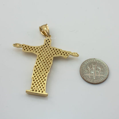 Gold Jesus Christ The Redeemer Brazil Rio Statue Pendant (14k, 10k, yellow, white, rose gold) Karma Blingz