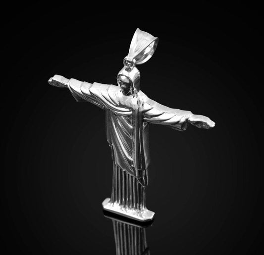 Sterling Silver Jesus Christ The Redeemer Cross Brazil Rio Statue Pendant Karma Blingz