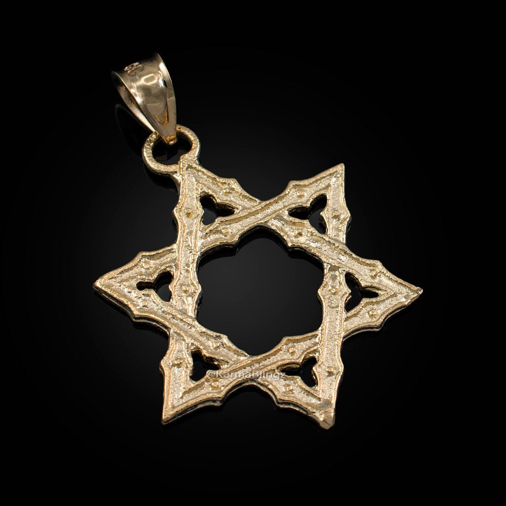 Gold Jewish Star of David Reversible Pendant (14K, 10K, yellow, white, rose gold) Karma Blingz