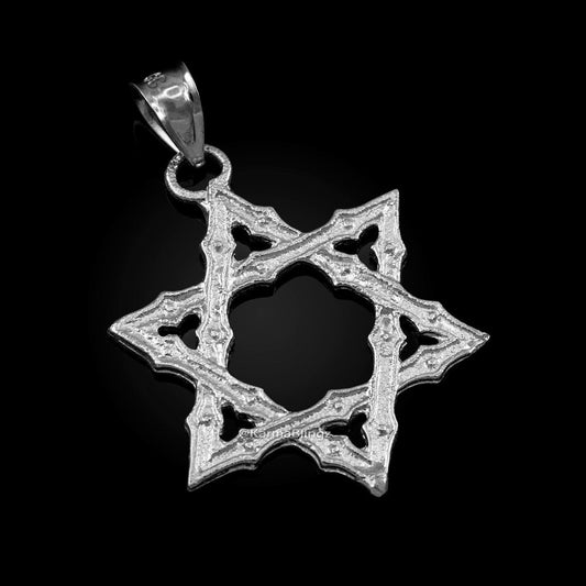 Sterling Silver Jewish Star of David Reversible Pendant Karma Blingz