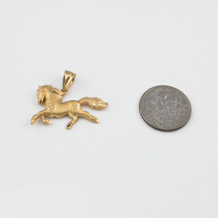 Gold Horse Satin DC Charm Necklace (10K, 14K, yellow, white, rose gold) Karma Blingz