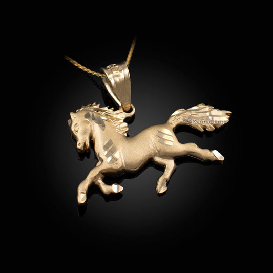 Gold Horse Satin DC Charm Necklace (10K, 14K, yellow, white, rose gold) Karma Blingz