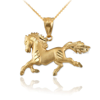 Gold Horse Satin DC Charm Necklace (10K, 14K, yellow, white, rose gold) Karma Blingz
