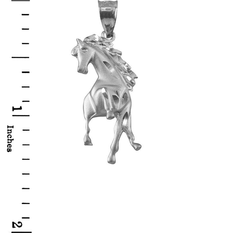 Sterling Silver Stallion Horse Satin DC Pendant Necklace Karma Blingz