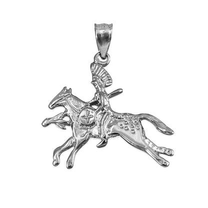 Solid Gold Indian Chief Horse Rider Pendant Necklace (10K, 14K, yellow, white, rose gold) Karma Blingz