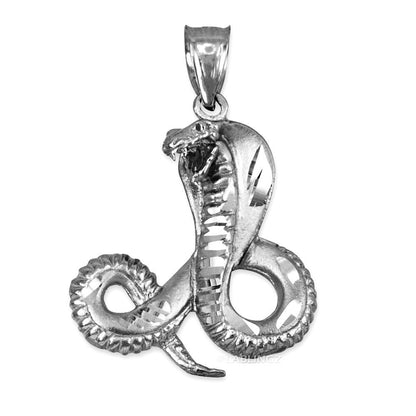 Sterling Silver Cobra Snake Satin DC Pendant Karma Blingz