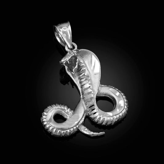 Sterling Silver Cobra Snake Satin DC Pendant Karma Blingz