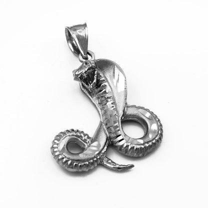 Sterling Silver Cobra Snake Satin DC Pendant Karma Blingz