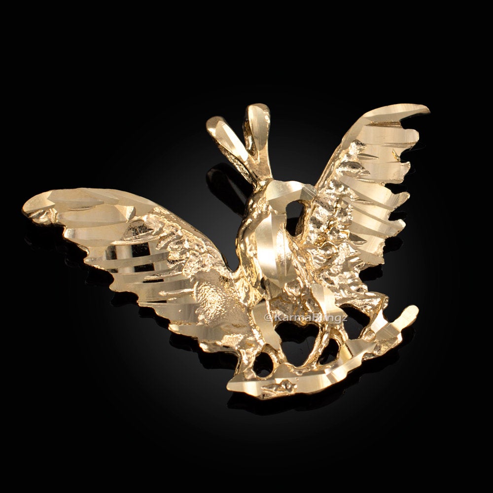Gold Raven DC Pendant Necklace (10K, 14K, yellow, white, rose gold) Karma Blingz