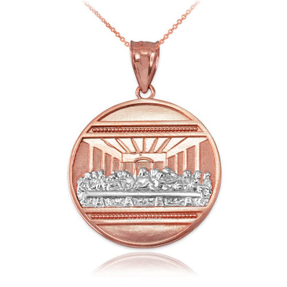 Gold Last Supper Medallion Pendant Necklace (10K, 14K, yellow, white, rose gold) Karma Blingz