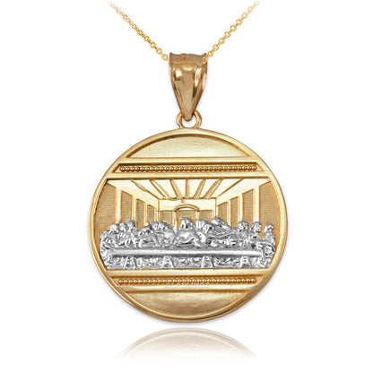 Gold Last Supper Medallion Pendant Necklace (10K, 14K, yellow, white, rose gold) Karma Blingz