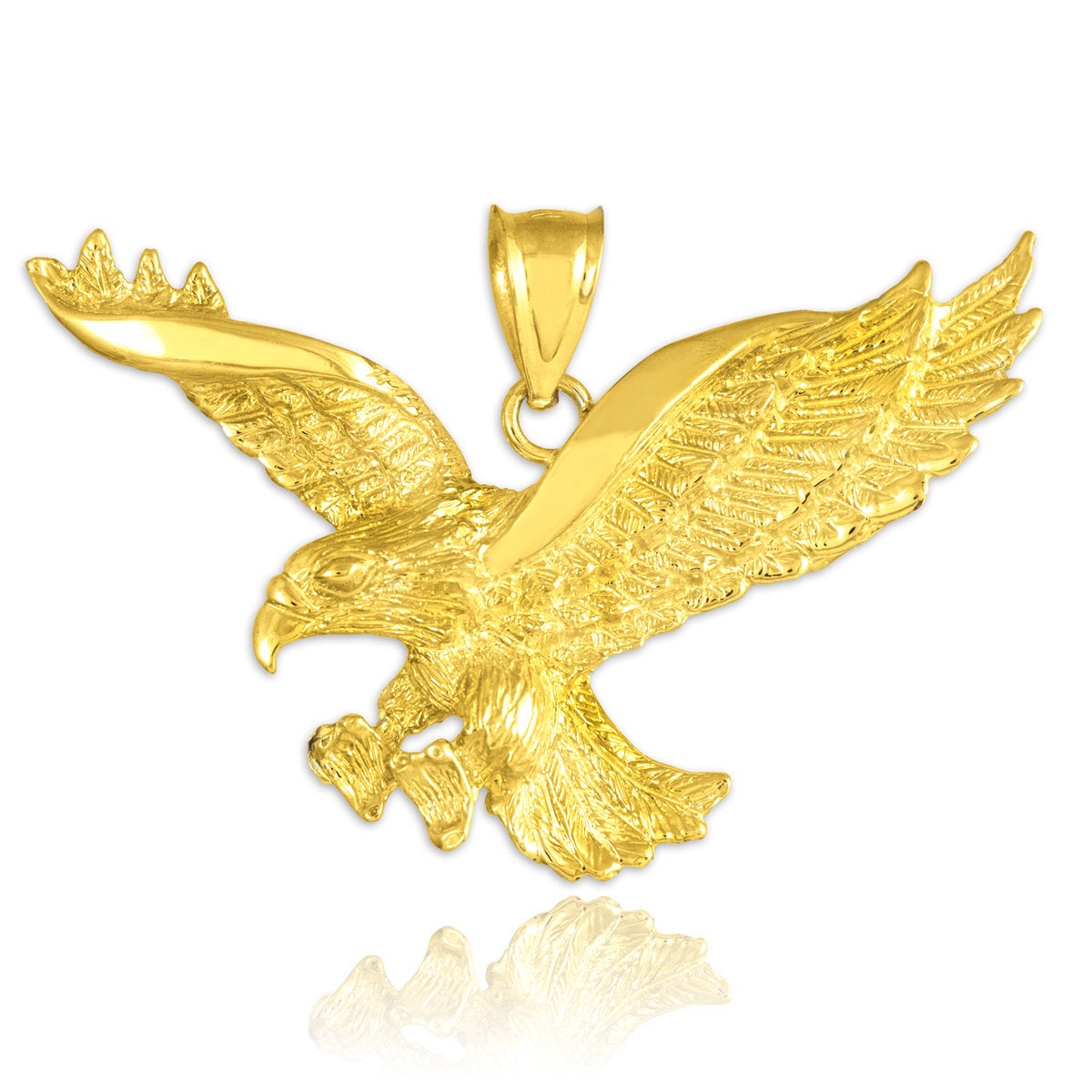 Gold Flying Eagle Pendant (10K, 14K, yellow, white gold) Karma Blingz