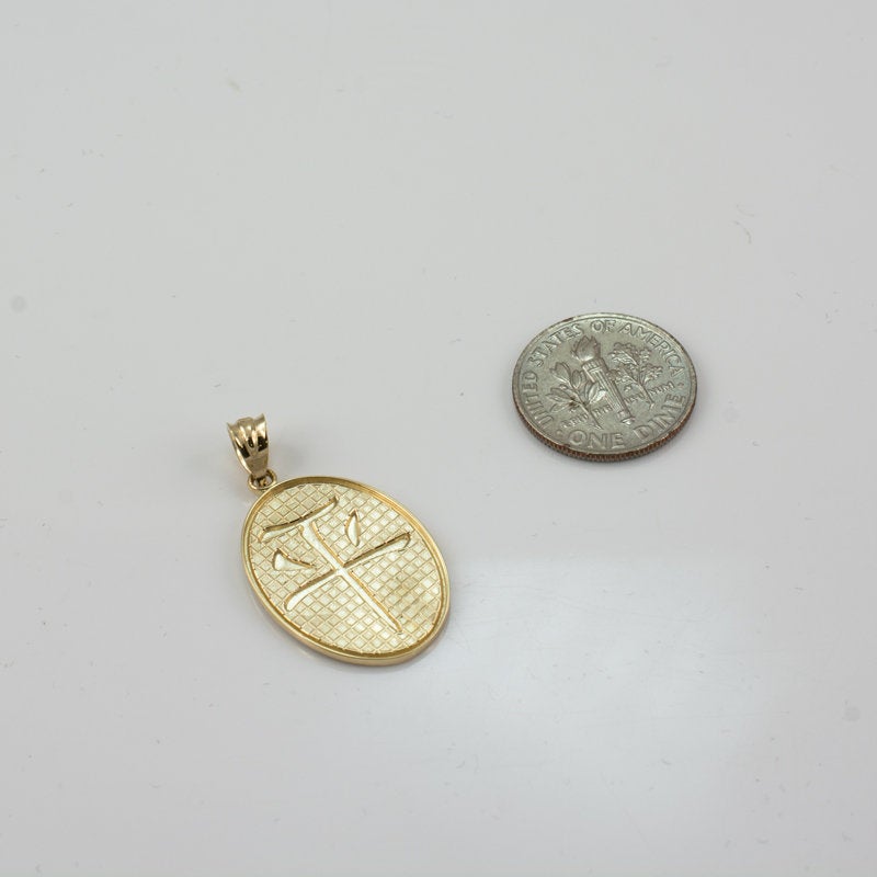 Gold Chinese "Peace" Symbol Pendant Necklace (10K, 14K, yellow, white, rose gold) Karma Blingz