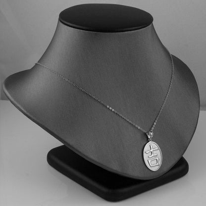 Sterling Silver Chinese "Goodluck" Symbol Pendant Necklace Karma Blingz