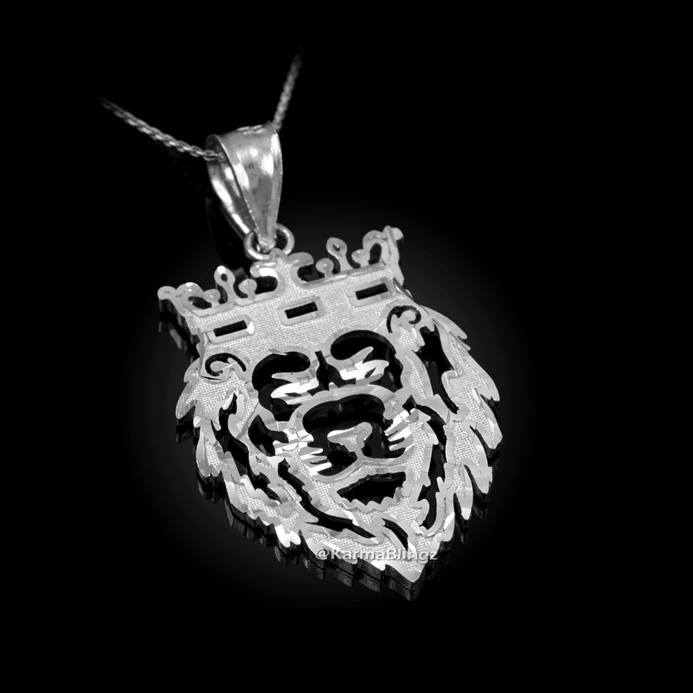 White Gold Lion King DC Charm Necklace (10k, 14k,) Karma Blingz