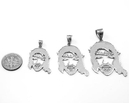 Sterling Silver Jesus Face DC Pendant (small, medium, large) Karma Blingz