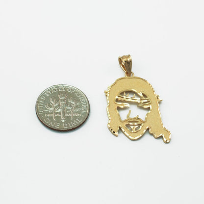 Gold Jesus Face DC Pendant (small, medium, large, 10k, 14k, yellow, white, rose gold) Karma Blingz