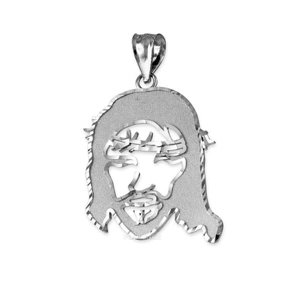 White Gold Jesus Face DC Charm Necklace (10k, 14k,) Karma Blingz