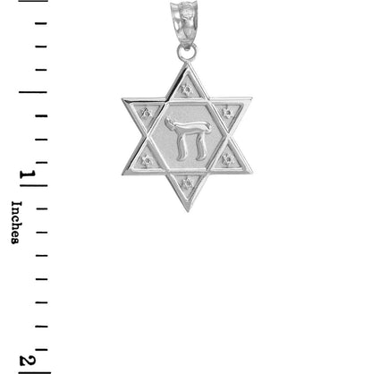 Gold Star of David Chai Pendant Necklace (yellow, white, rose gold, 10k, 14k) Karma Blingz