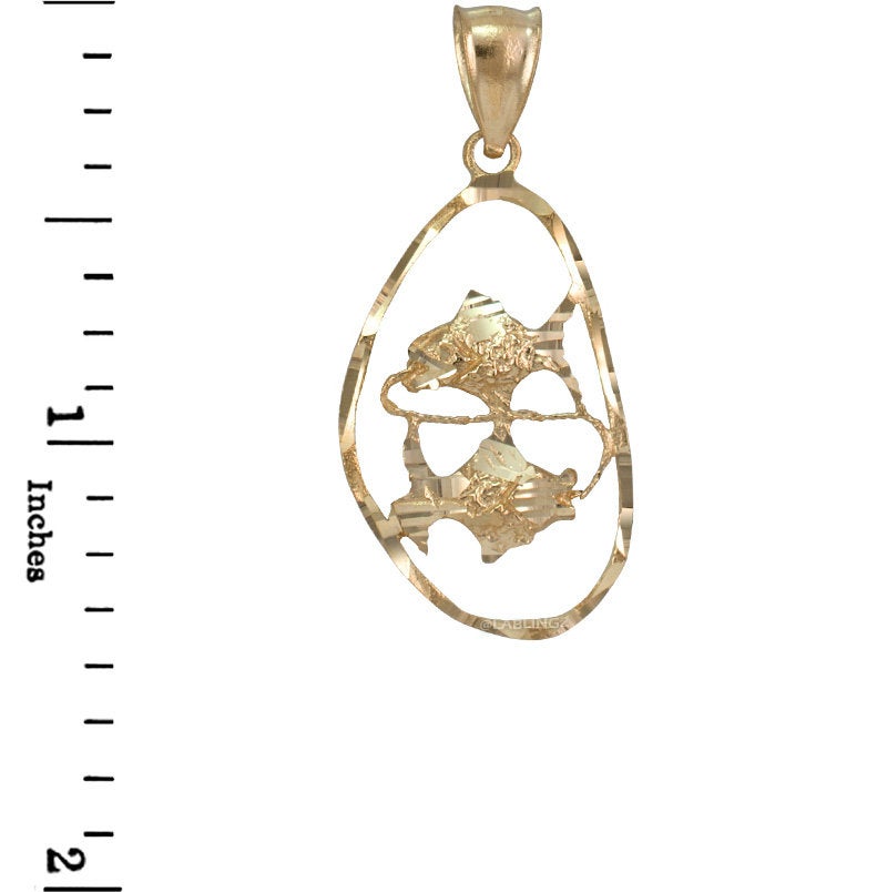 Gold Pisces Zodiac Sign DC Pendant Necklace (yellow, white, rose gold, 10K, 14K) Karma Blingz