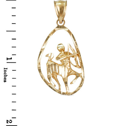 Gold Sagittarius Zodiac Sign DC Pendant Necklace (yellow, white, rose gold, 10K, 14K) Karma Blingz
