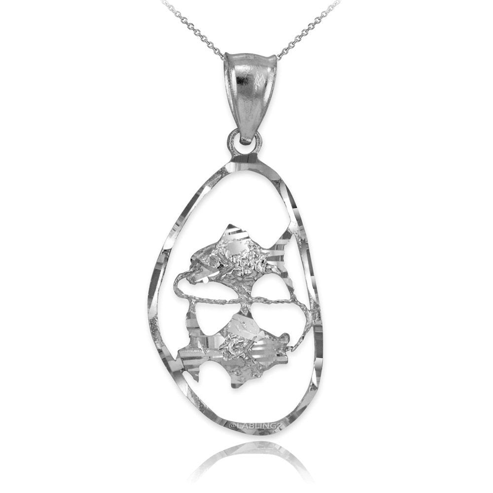 Sterling Silver Pisces Zodiac Sign DC Pendant Necklace Karma Blingz