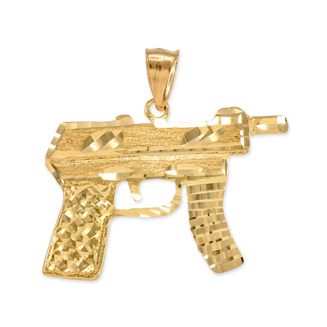 Gold Machine Pistol AK47 Gun Mens Hip-Hop DC Pendant (yellow, white, rose gold, 10k, 14k) Karma Blingz