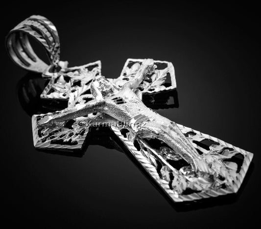 Sterling Silver Mens Extra Large Crucifix Cross DC Pendant Karma Blingz
