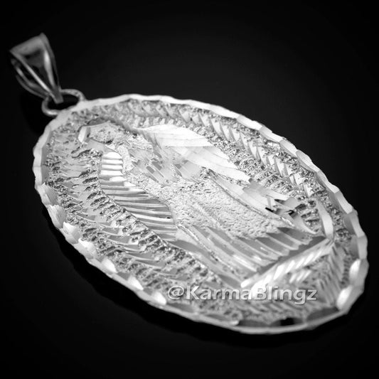 Sterling Silver Our Lady of Guadalupe Mens Large DC Pendant Karma Blingz