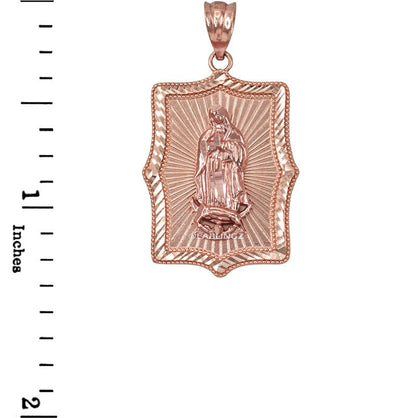 Our Lady of Guadalupe Rose Gold DC Pendant Necklace (10k, 14k) Karma Blingz